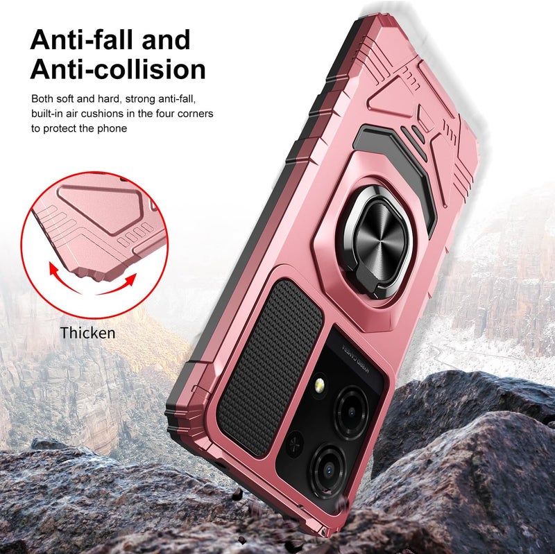 Mocotto for TCL K32/K33 5G 2025 Phone Case with Tempered Glass Screen Protector,Military Grade Shockproof Protective Cover,with Ring Kickstand (Rose Gold) - Image 5